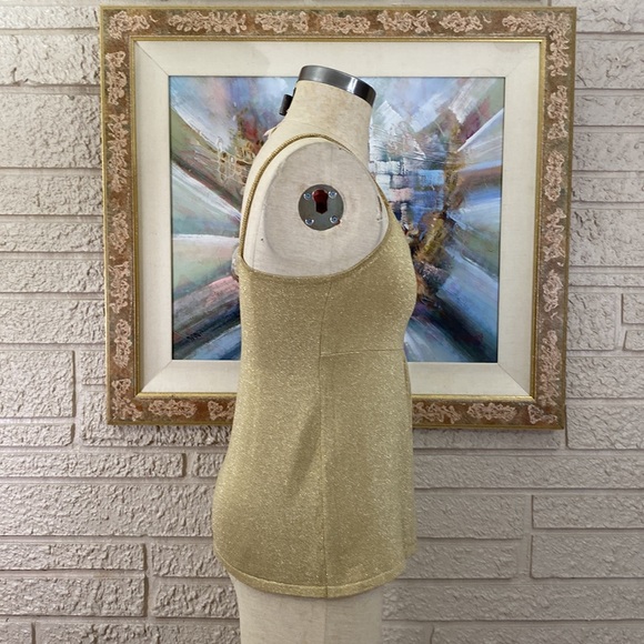 Spenser Evening Gold Lurex Chainmail Straps Top - Picture 2 of 15